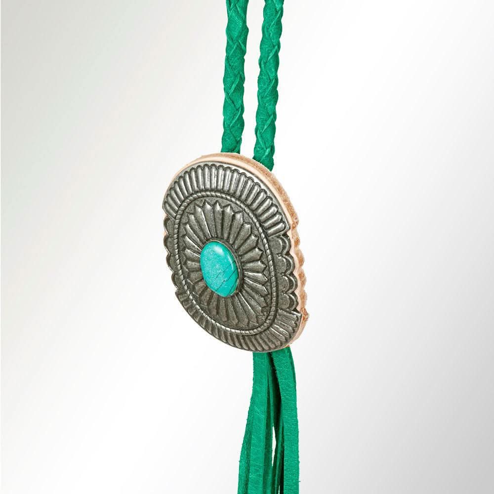 American Darling ADJW107D Braided Genuine Leather Jewelry Necklace with Concho