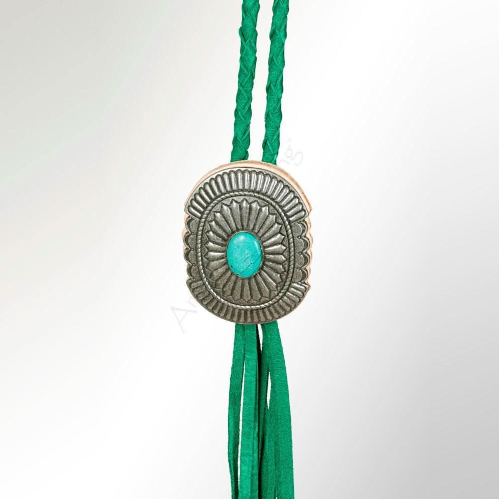 American Darling ADJW107D Braided Genuine Leather Jewelry Necklace with Concho