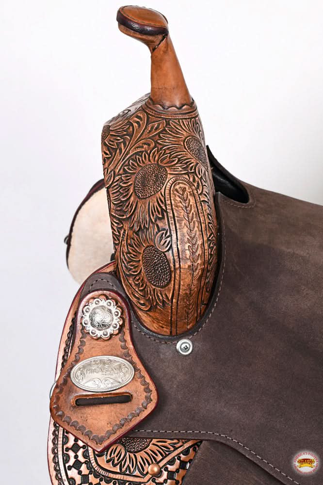Flex Tree Western Horse Saddle In American Leather Barrel Trail By Hilason