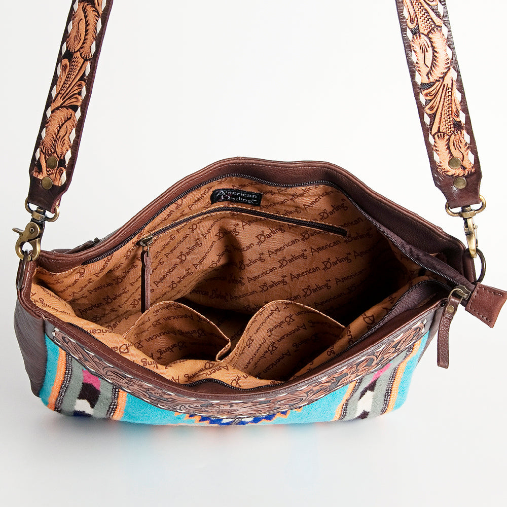 American Darling ADBGA183 Large Crossbody Hand Tooled Saddle Blanket Genuine Leather Women Bag Western Handbag Purse