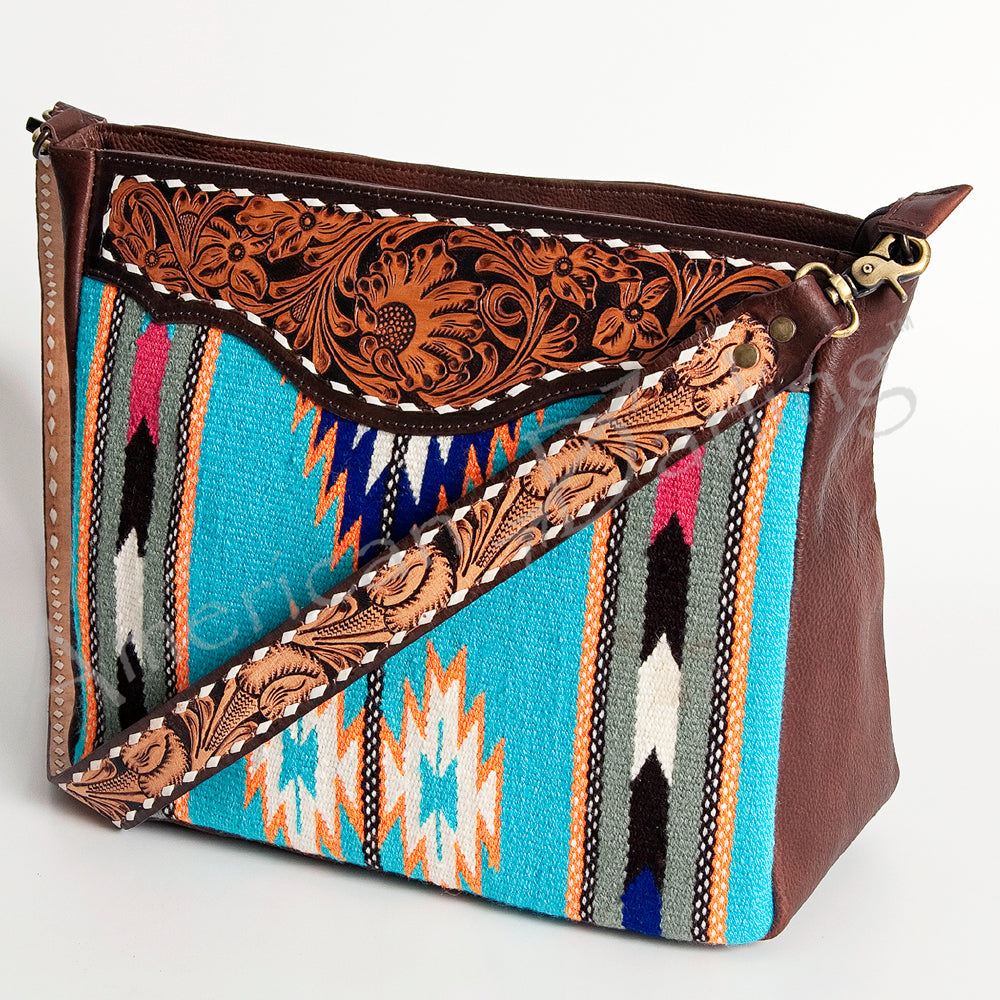American Darling ADBGA183 Large Crossbody Hand Tooled Saddle Blanket Genuine Leather Women Bag Western Handbag Purse