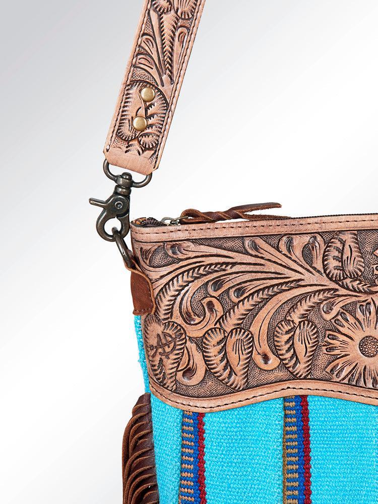 American Darling GIBGX223 Signature Crossbody Hand Tooled Saddle Blanket Genuine Leather Women Bag Western Handbag Purse