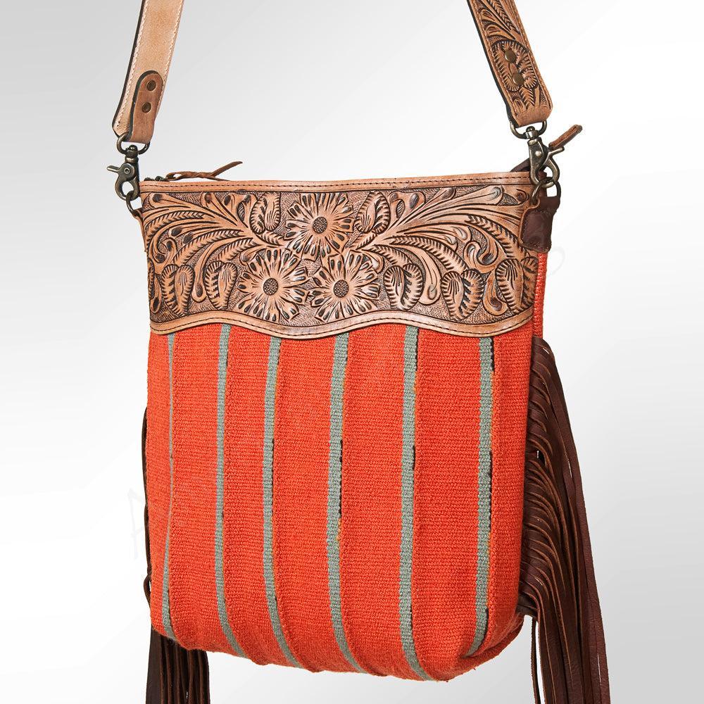 American Darling GIBGX219 Signature Crossbody Hand Tooled Saddle Blanket Genuine Leather Women Bag Western Handbag Purse