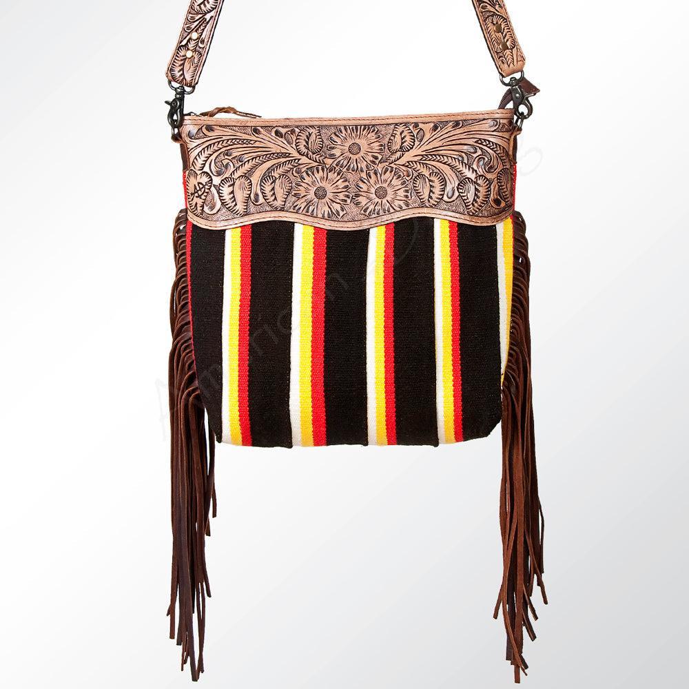 American Darling GIBGX221 Signature Crossbody Hand Tooled Saddle Blanket Genuine Leather Women Bag Western Handbag Purse