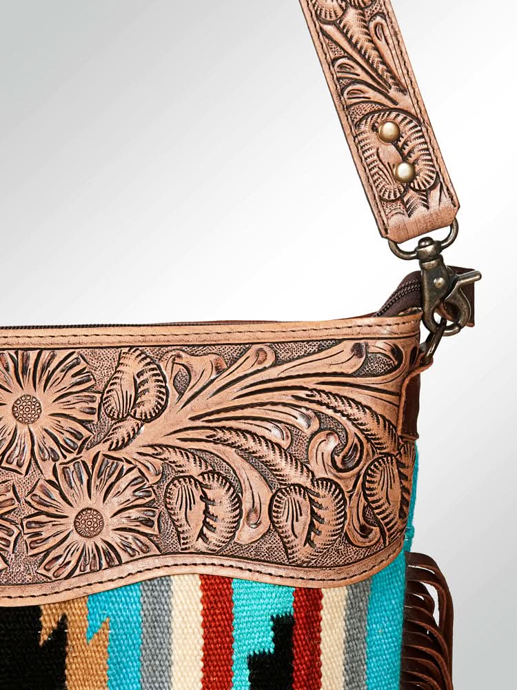 American Darling GIBGX218 Signature Crossbody Hand Tooled Saddle Blanket Genuine Leather Women Bag Western Handbag Purse