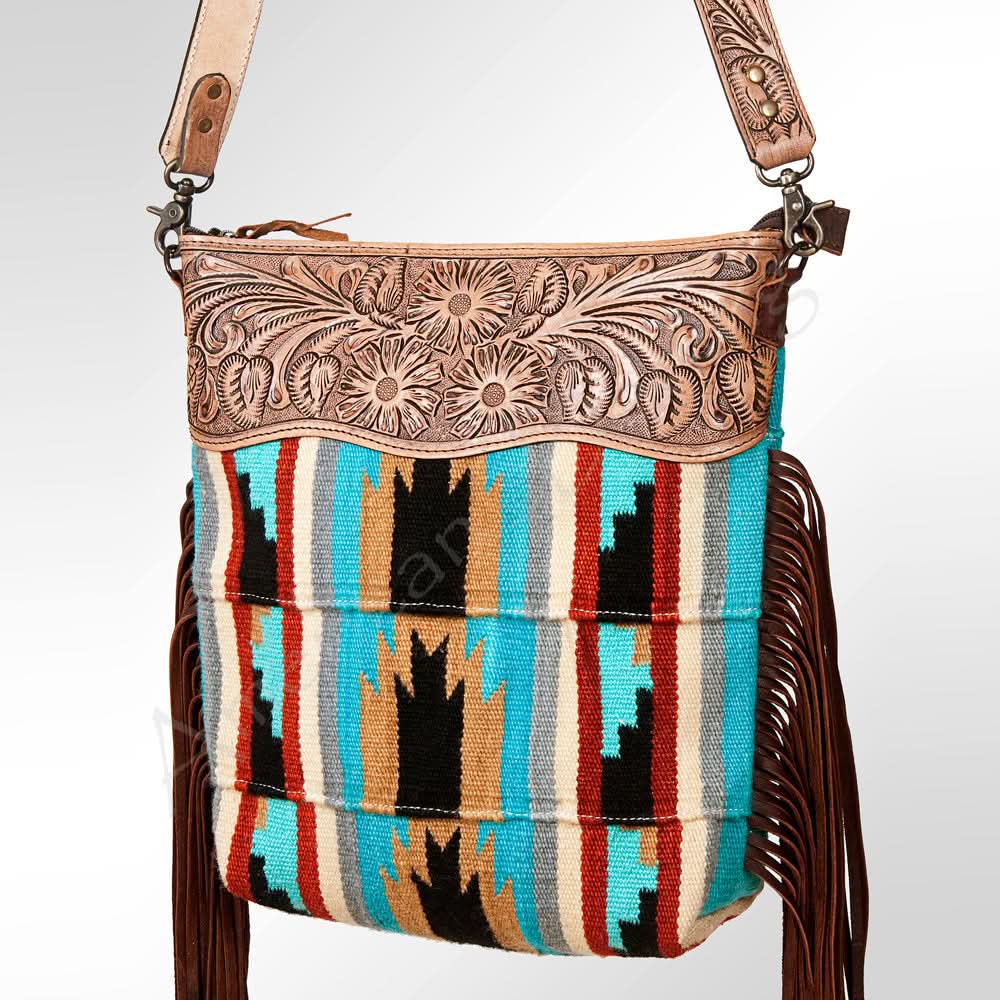 American Darling GIBGX218 Signature Crossbody Hand Tooled Saddle Blanket Genuine Leather Women Bag Western Handbag Purse