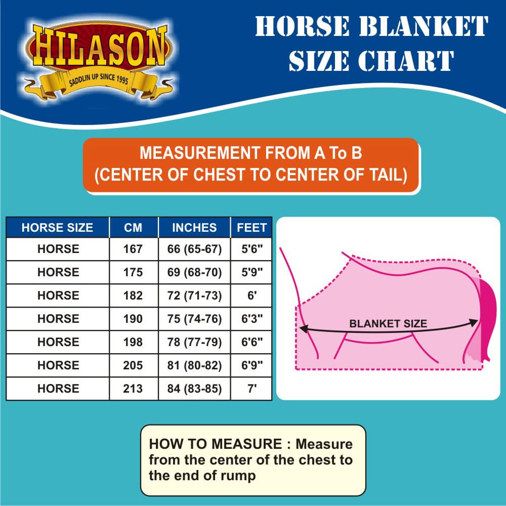 66"- 84" Hilason 1200D Winter Waterproof Turnout Horse Blanket Belly Wrap
