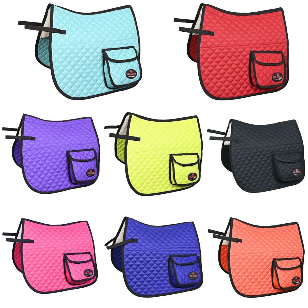 HILASON Western Horse Luxury Quilted Saddle Pads With Pockets