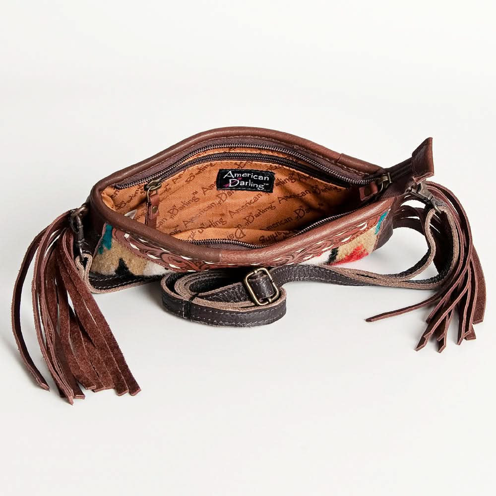 American Darling Small Crossbody Hand Tooled Saddle Blanket Genuine Leather Women Bag Western Handbag Purse