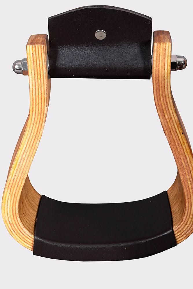 Bar H Equine Western Horse Heavy-Duty Genuine Leather Wooden Stirrups