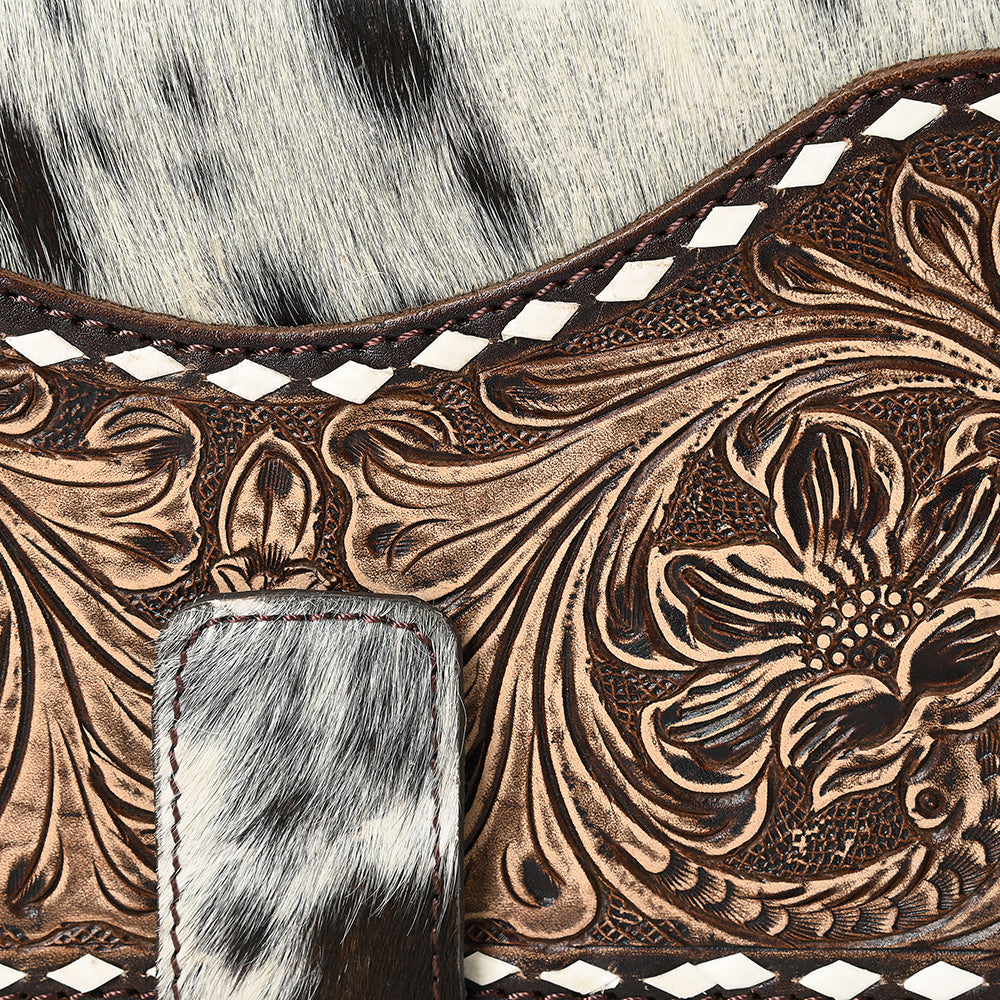 American Darling Wallet Hand Tooled Hair On Genuine Leather Western Women Bag | Handbag Purse Wristlet Travel Clutch