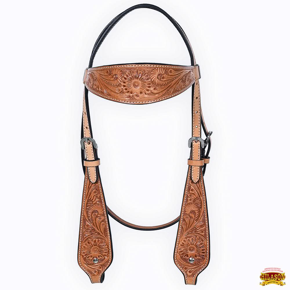 Hilason Western Horse Floral Headstall Breast Collar American Leather Tack Set