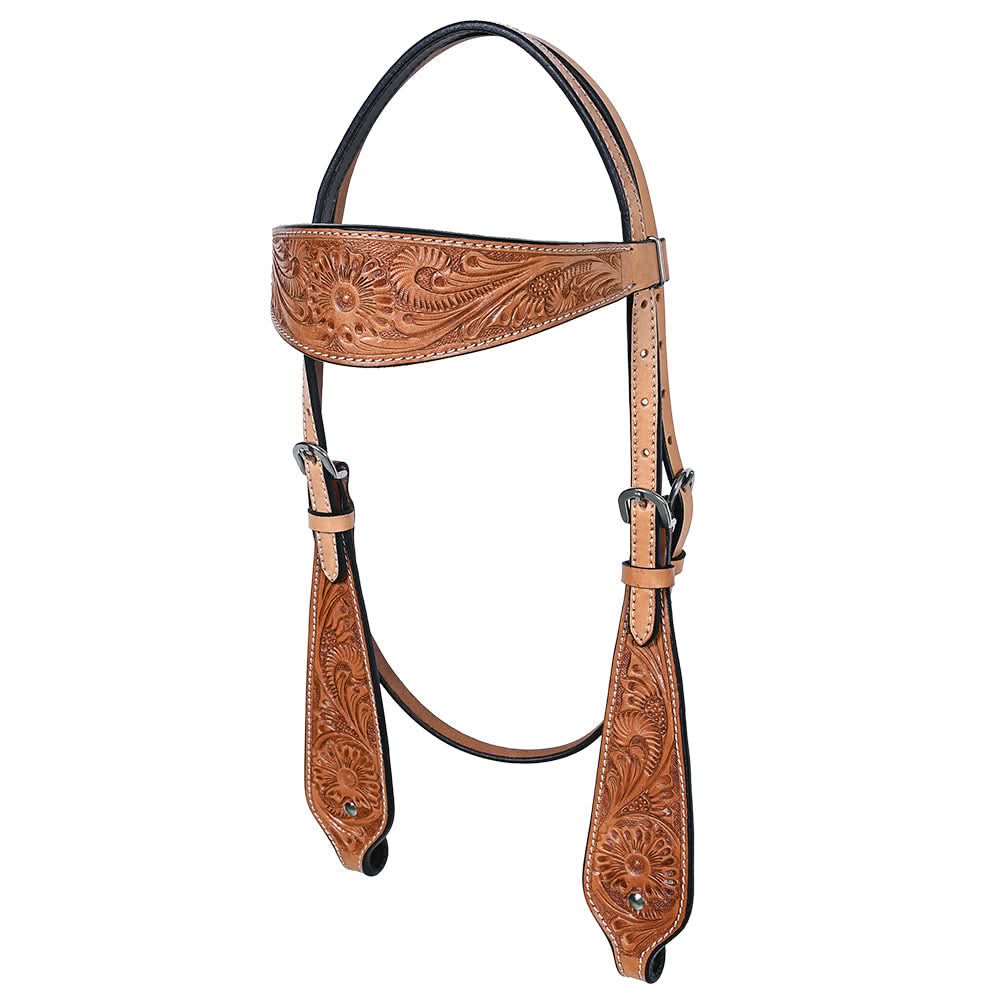 Hilason Western Horse Floral Headstall Breast Collar American Leather Tack Set
