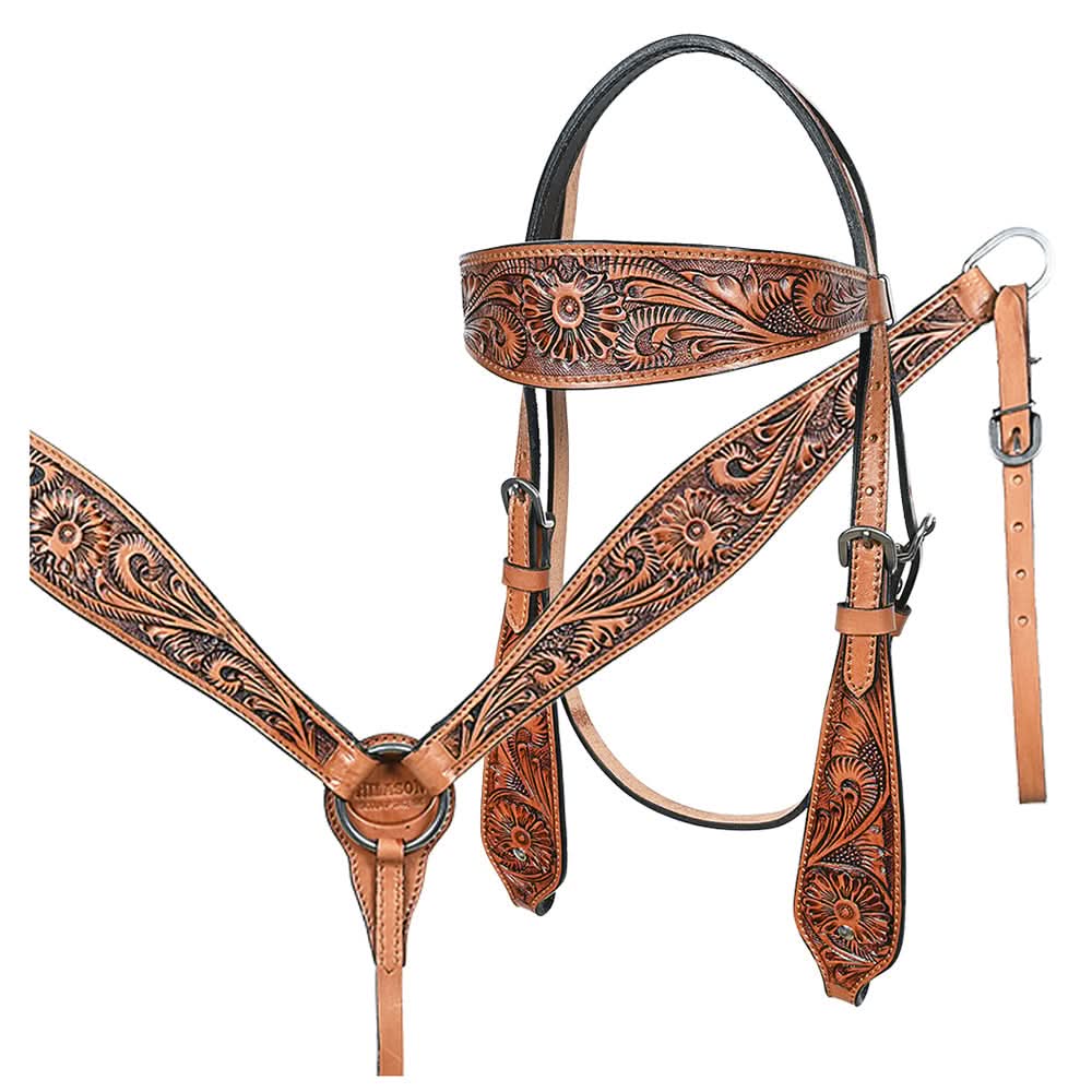 Hilason Western American Leather Horse Tack Set Tan