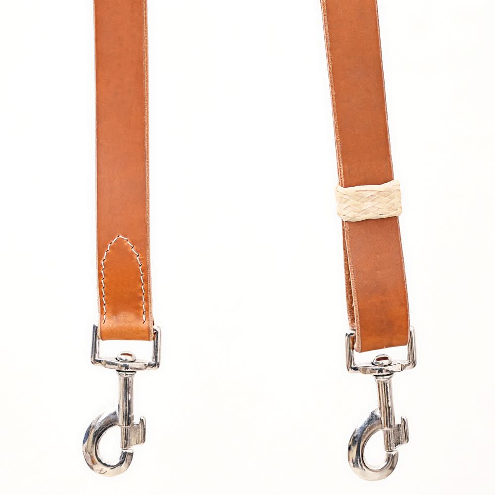 Bar H Equine Horse Genuine Leather Tie Downs Snap Ends Tan