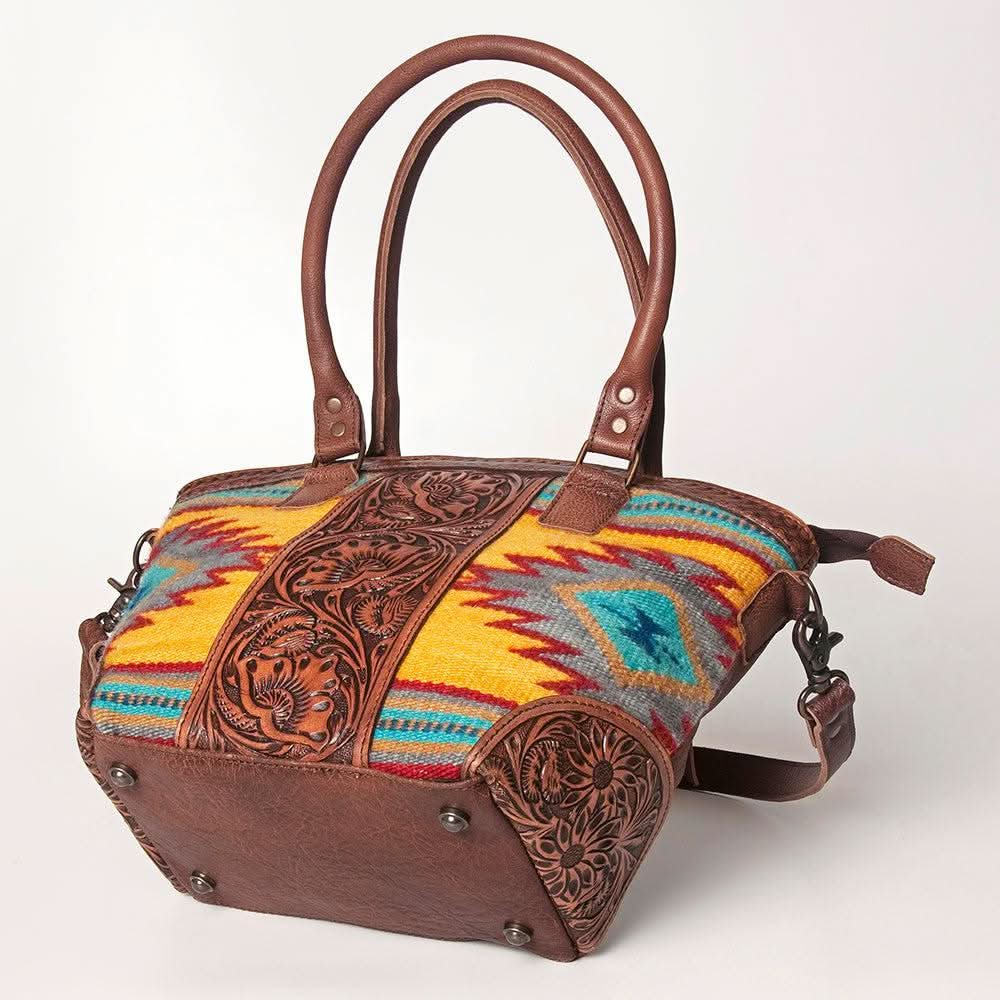 American Darling ADBG772 Tote Hand Tooled Saddle Blanket Genuine Leather Women Bag Western Handbag Purse