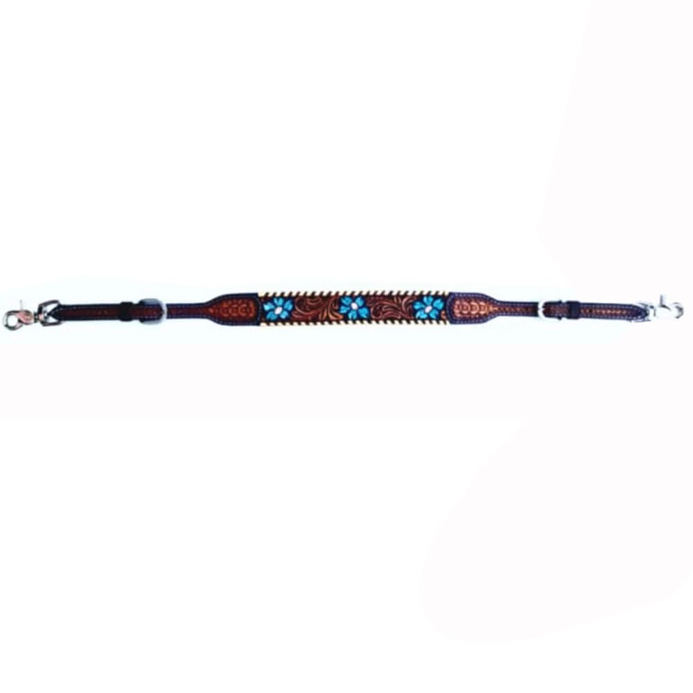 Bar H Equine American Leather Horse Saddle Tack One Ear Headstall | Breast Collar | Browband Headstall | Wither Strap | Tack Set for Horses Turquoise Bloom BER111