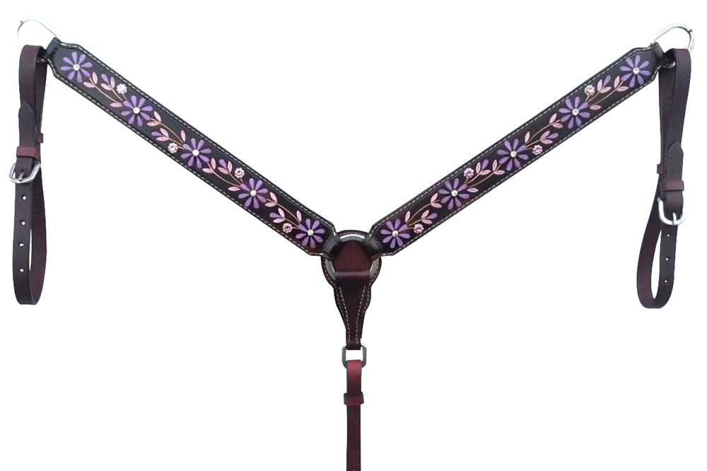 Bar H Equine American Leather Horse Saddle Tack One Ear Headstall | Breast Collar | Browband Headstall | Wither Strap | Tack Set for Horses BER116