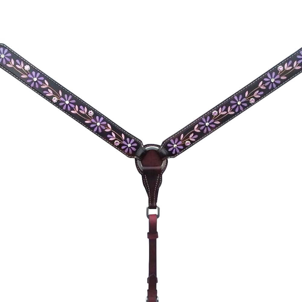 Bar H Equine American Leather Horse Saddle Tack One Ear Headstall | Breast Collar | Browband Headstall | Wither Strap | Tack Set for Horses BER116