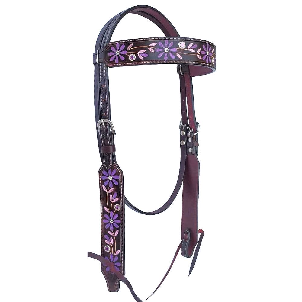 Bar H Equine American Leather Horse Saddle Tack One Ear Headstall | Breast Collar | Browband Headstall | Wither Strap | Tack Set for Horses BER116
