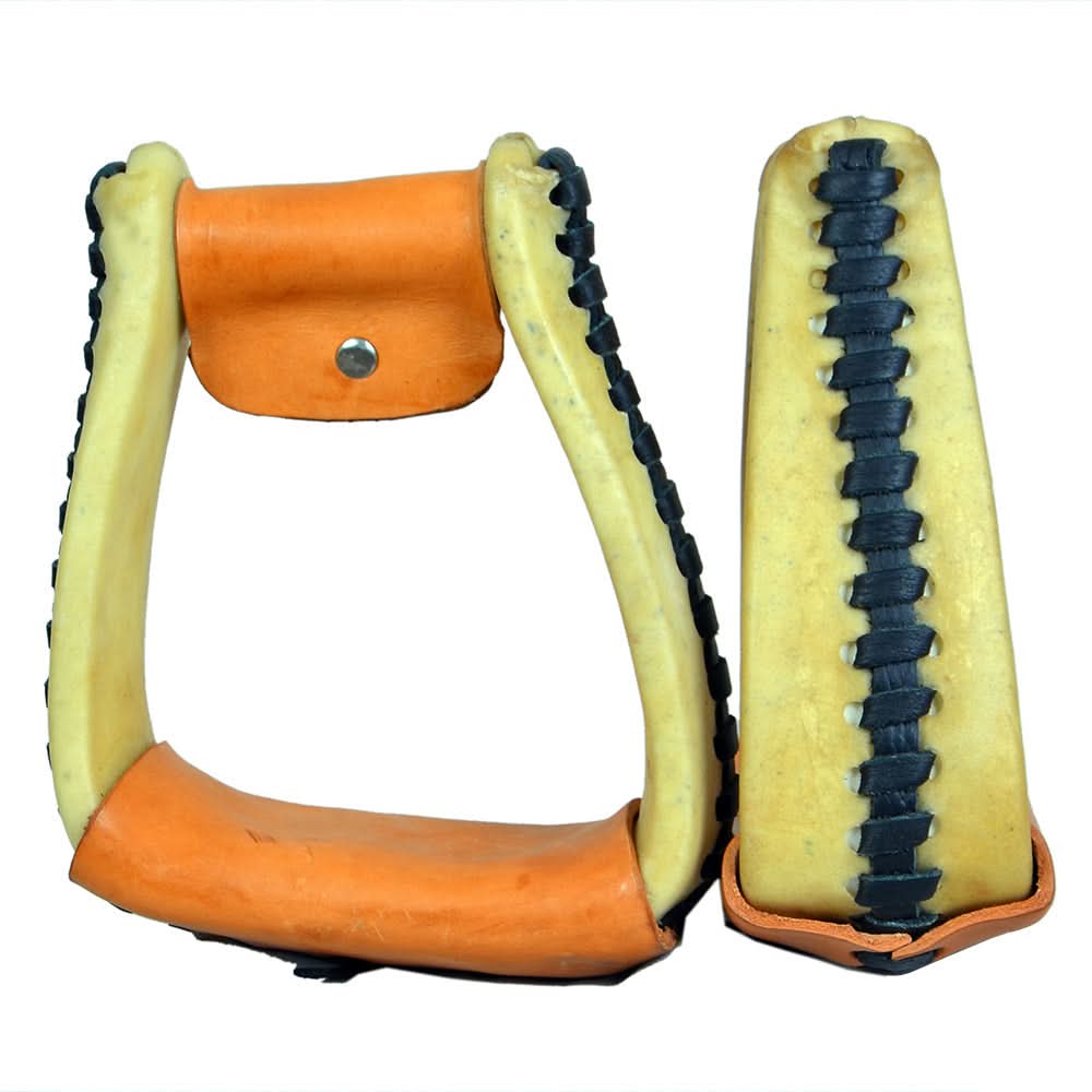 Horse Western Saddle Stirrup Rawhide Leather Stirrups Pair Hilason