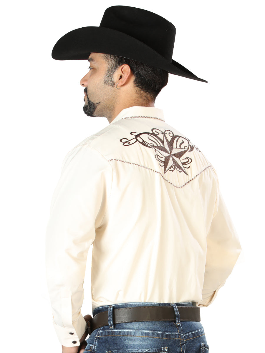El General Embroidery Western Shirt Beige/Black 126684