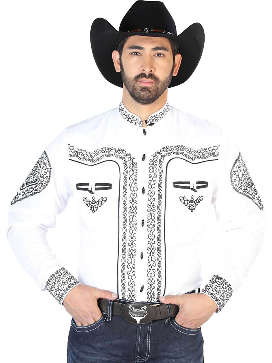 El Señor de los Cielos Charro Embroidery Shirt White/Black 126688