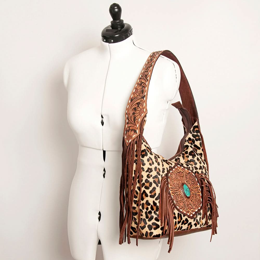 American Darling ADBGA222 Tote Hand Tooled Hair-On Genuine Leather Women Bag Western Handbag Purse