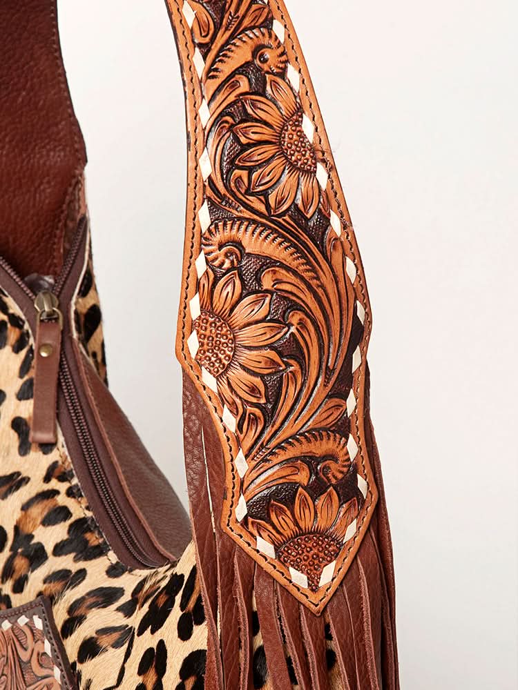 American Darling ADBGA222 Tote Hand Tooled Hair-On Genuine Leather Women Bag Western Handbag Purse