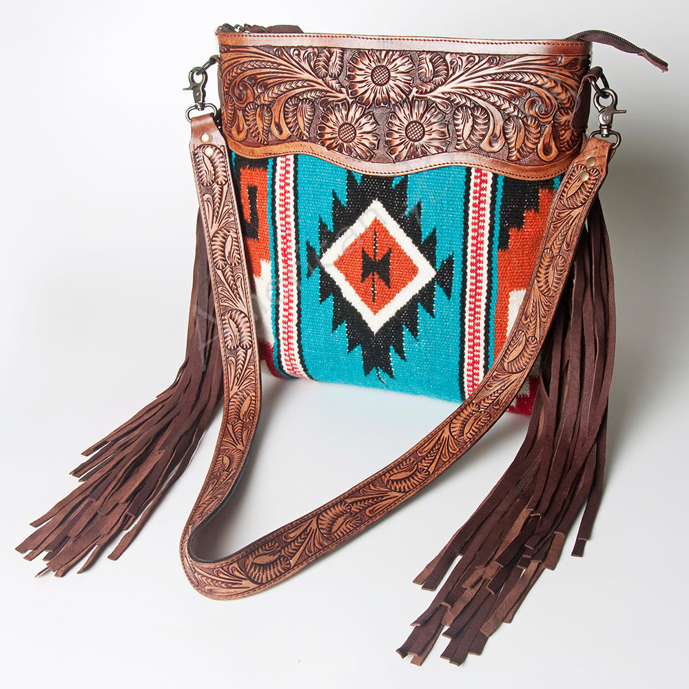 American Darling ADBGZ578 Signature Crossbody Hand Tooled Saddle Blanket Genuine Leather Women Bag Western Handbag Purse