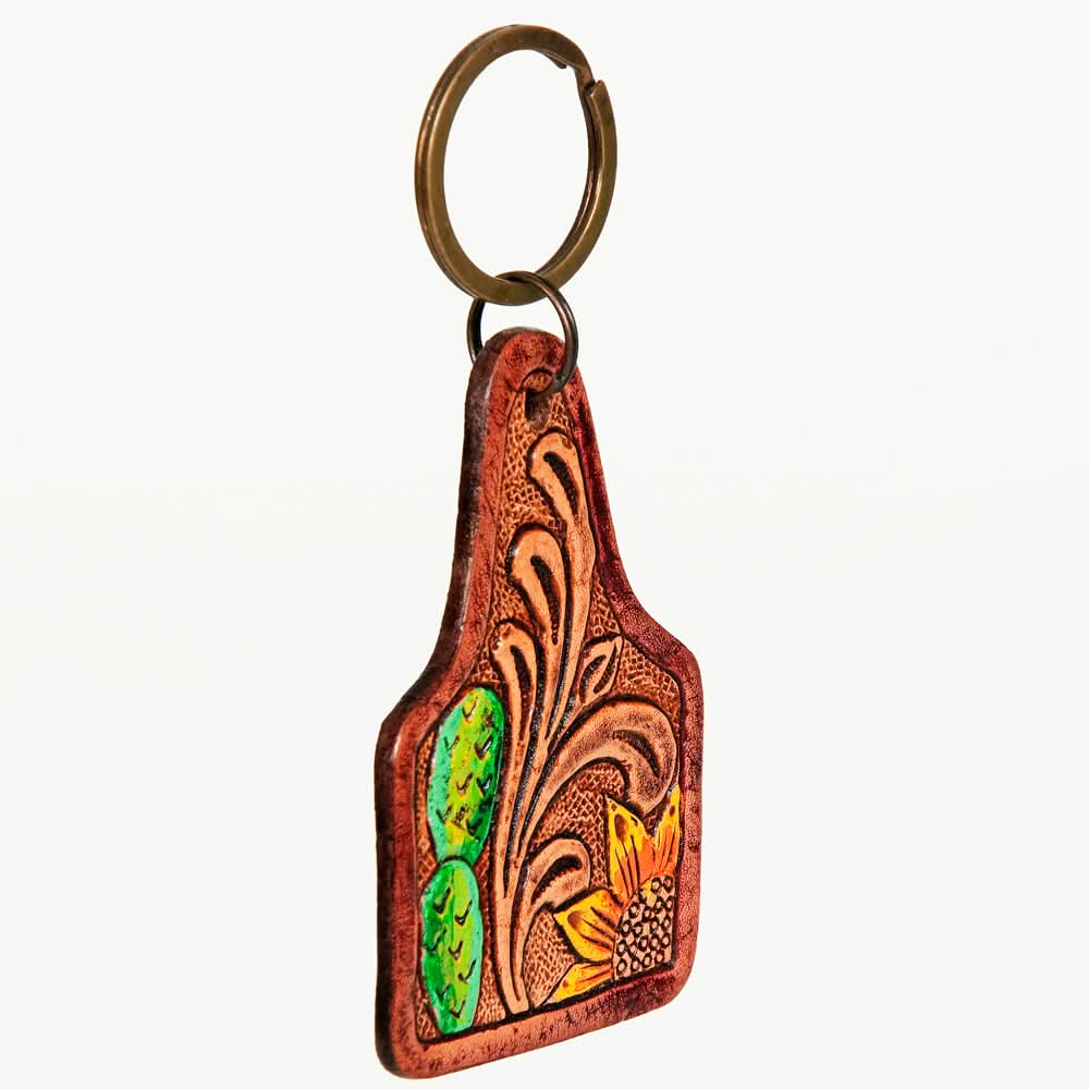 American Darling ADKR188 Hand Tooled Carved Genuine Leather Keyring