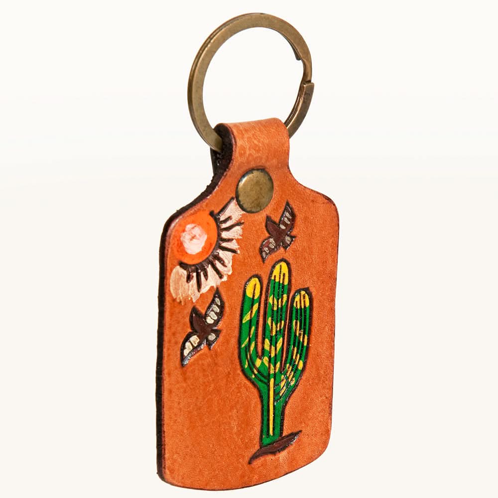 American Darling ADKR192 Hand Tooled Carved Genuine Leather Keyring