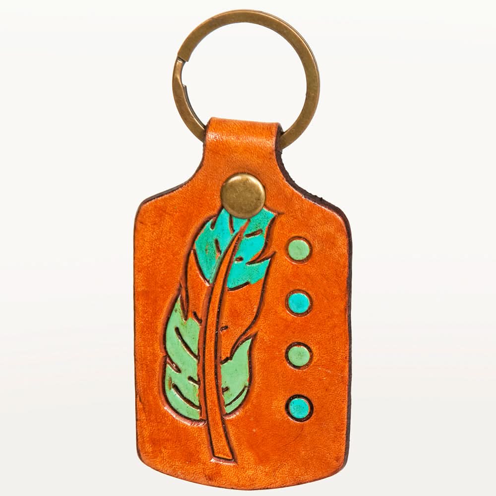 American Darling ADKR194 Hand Tooled Carved Genuine Leather Keyring