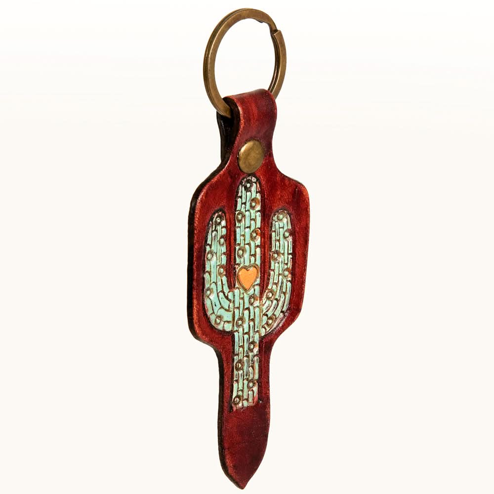 American Darling ADKR202 Hand Tooled Carved Genuine Leather Keyring