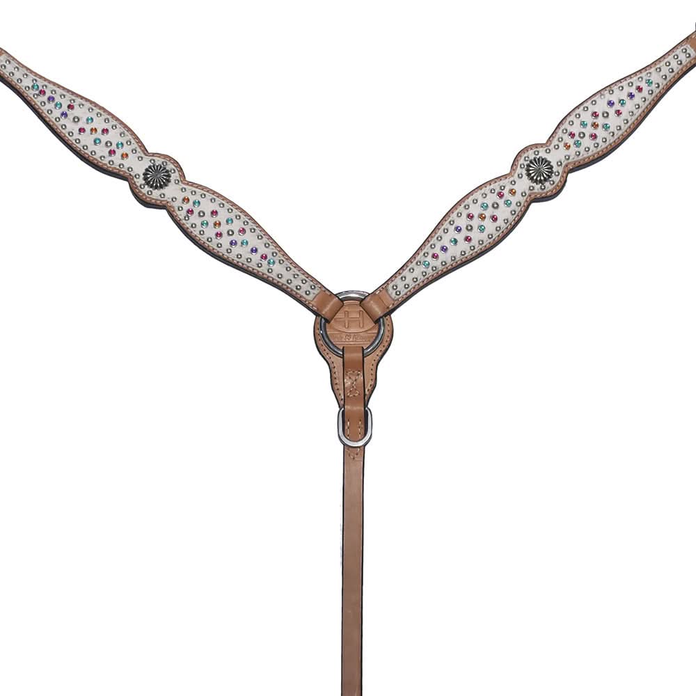 Bar H Equine Western Horse Pinwheel  Genuine American Leather Breast Collar Headstall Tack Set