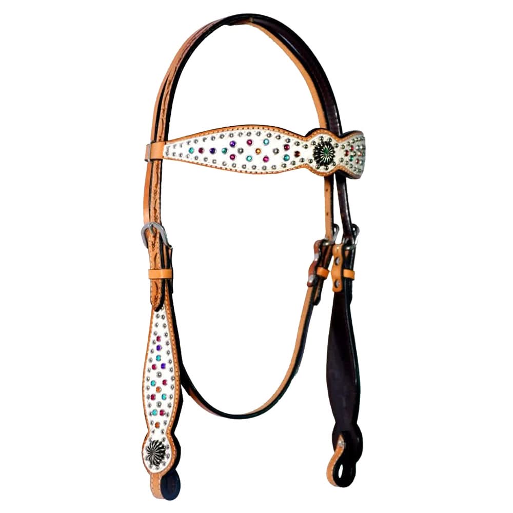 Bar H Equine Western Horse Pinwheel  Genuine American Leather Breast Collar Headstall Tack Set