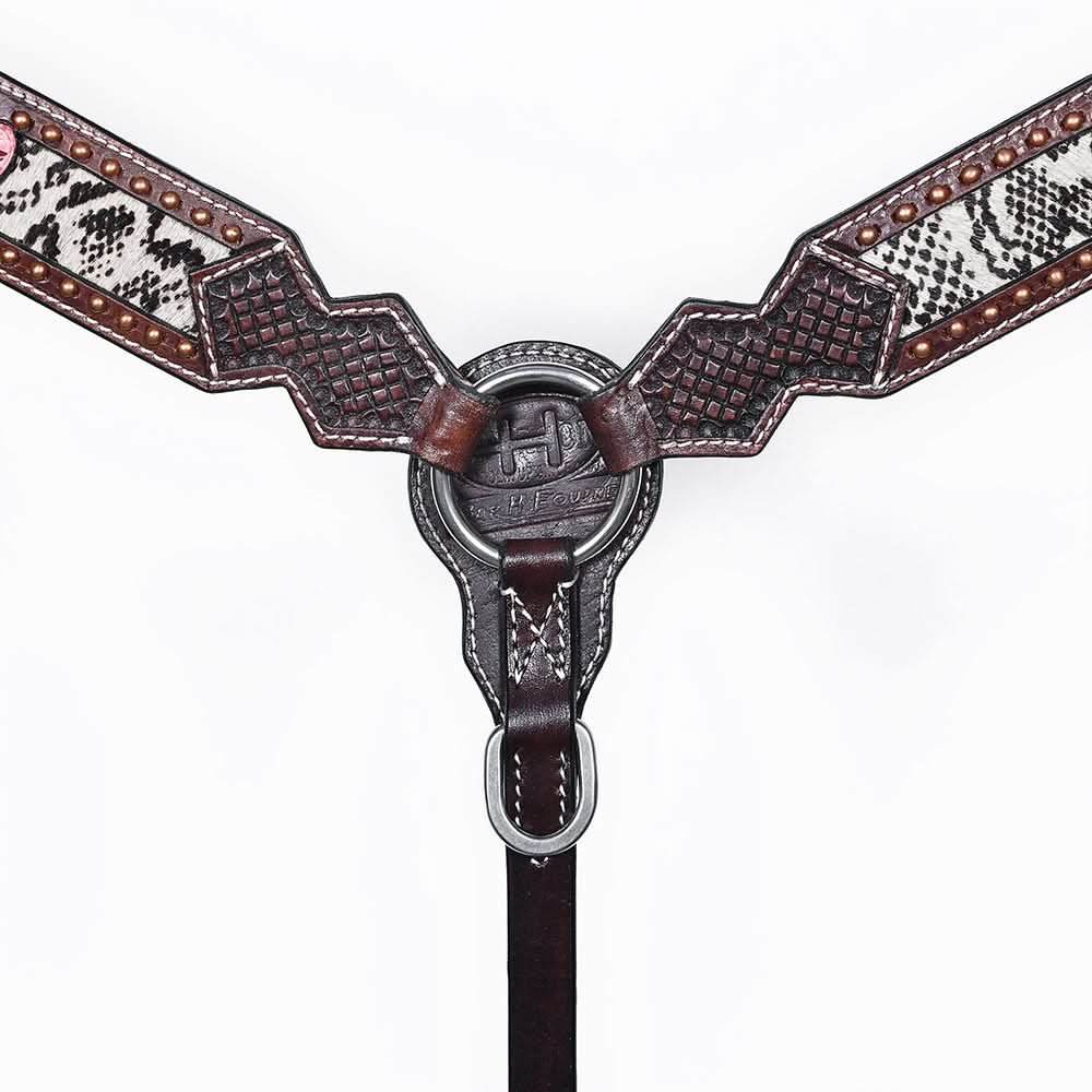 Bar H Equine American Leather Horse Saddle Tack One Ear Headstall | Breast Collar | Browband Headstall | Wither Strap | Tack Set for Horses BER170
