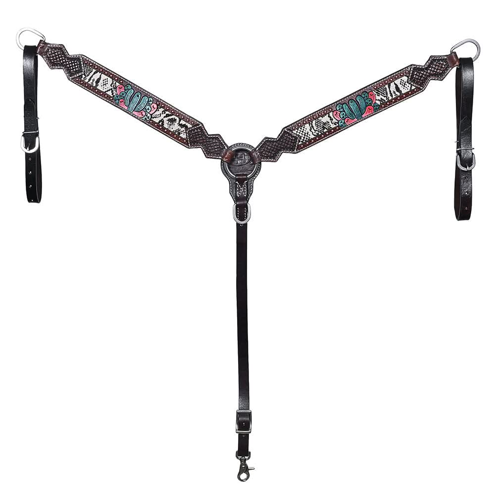 Bar H Equine American Leather Horse Saddle Tack One Ear Headstall | Breast Collar | Browband Headstall | Wither Strap | Tack Set for Horses BER170