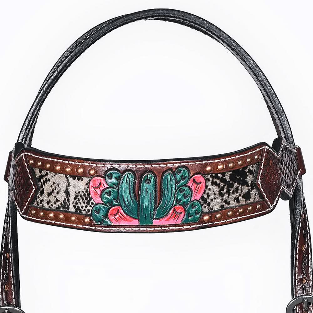 Bar H Equine American Leather Horse Saddle Tack One Ear Headstall | Breast Collar | Browband Headstall | Wither Strap | Tack Set for Horses BER170