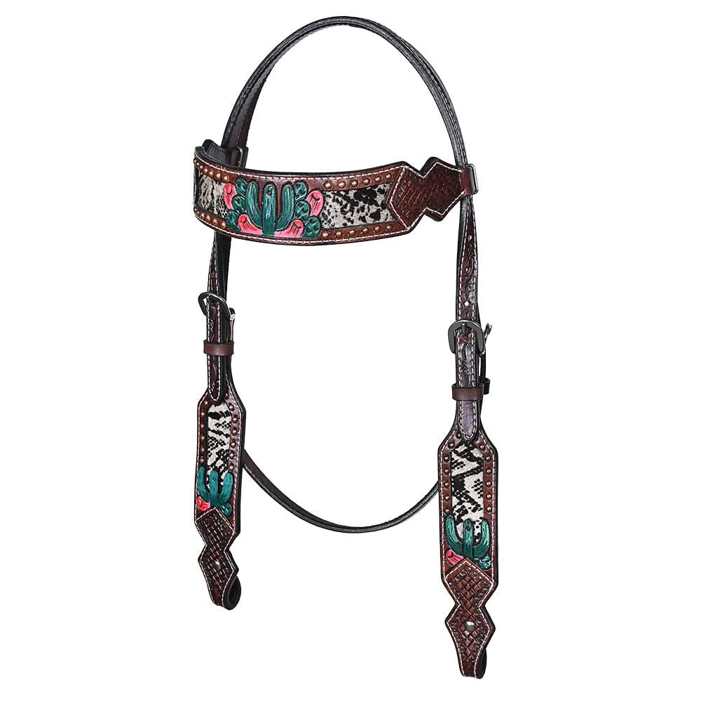 Bar H Equine American Leather Horse Saddle Tack One Ear Headstall | Breast Collar | Browband Headstall | Wither Strap | Tack Set for Horses BER170