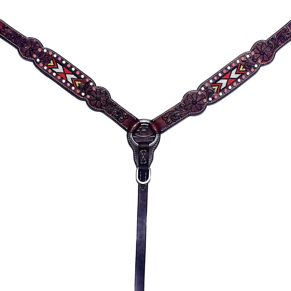 BAR H EQUINE Western Leather Horse Premium Headstall & Breast Collar Set
