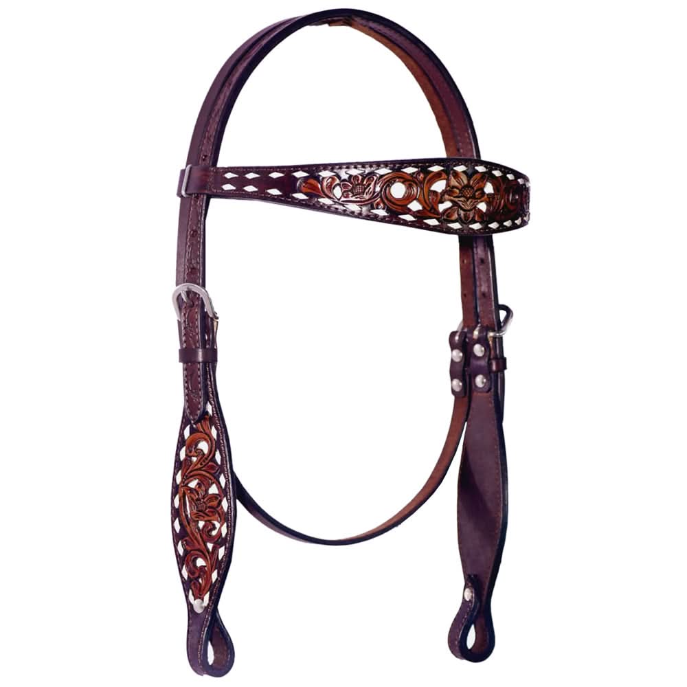 Bar H Equine American Leather Horse Saddle Tack One Ear Headstall | Breast Collar | Browband Headstall | Wither Strap | Tack Set BER246