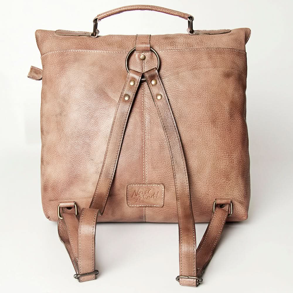Never Mind Nmbg134D Backpack Vintage Handmade Genuine Cowhide Leather Women Bag Western Handbag Purse