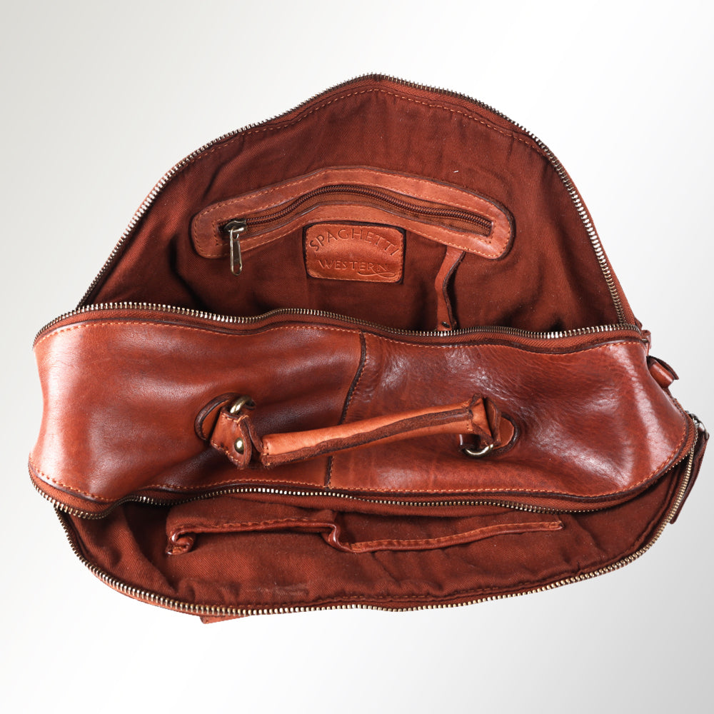 Spaghetti Western Swc124Bcg Tote Vintage Handmade Drum Dyed Genuine European Cowhide Leather Women Bag Western Handbag Purse