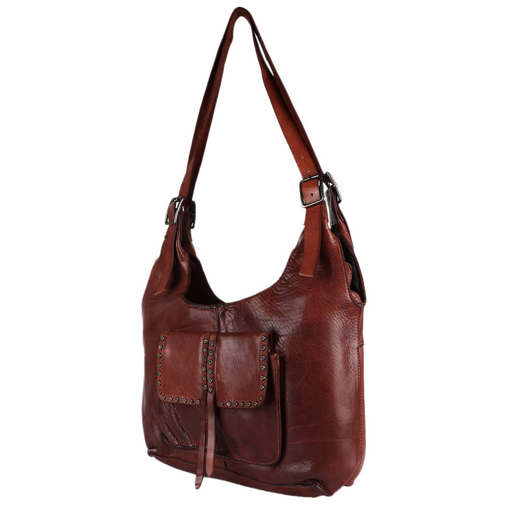 Spaghetti Western Swc125Cg Tote Vintage Handmade Drum Dyed Genuine European Cowhide Leather Women Bag Western Handbag Purse