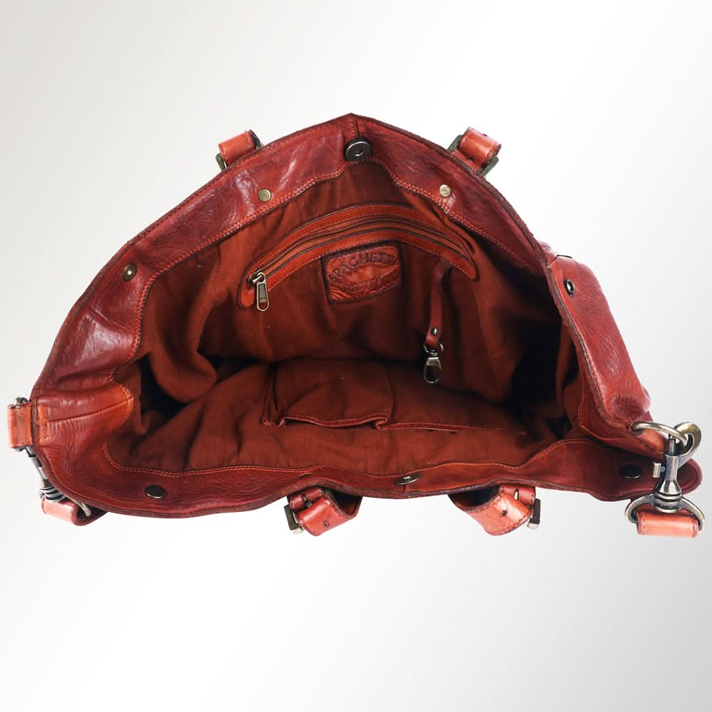 Spaghetti Western Swc126Cg Tote Vintage Handmade Drum Dyed Genuine European Cowhide Leather Women Bag Western Handbag Purse