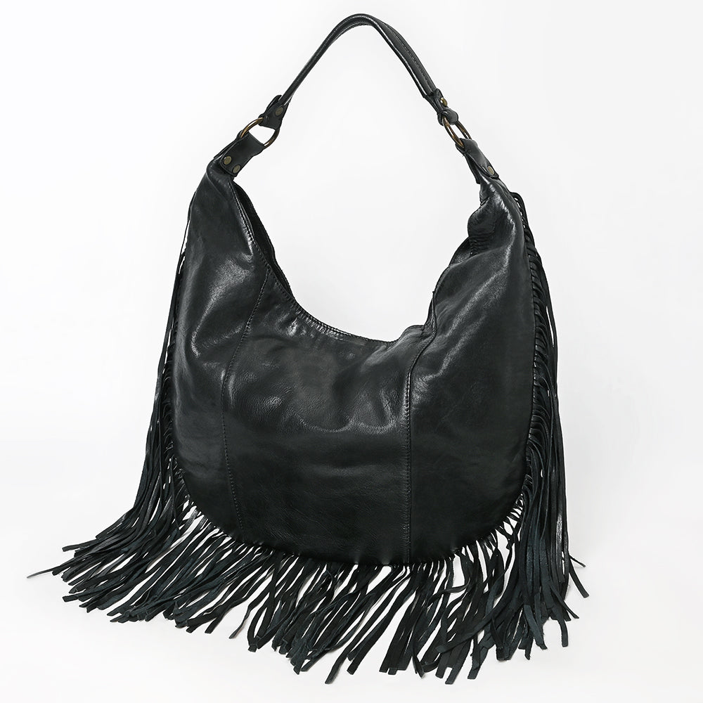 Spaghetti Western Swc127Blk Hobo Vintage Handmade Drum Dyed Genuine European Cowhide Leather Women Bag Western Handbag Purse