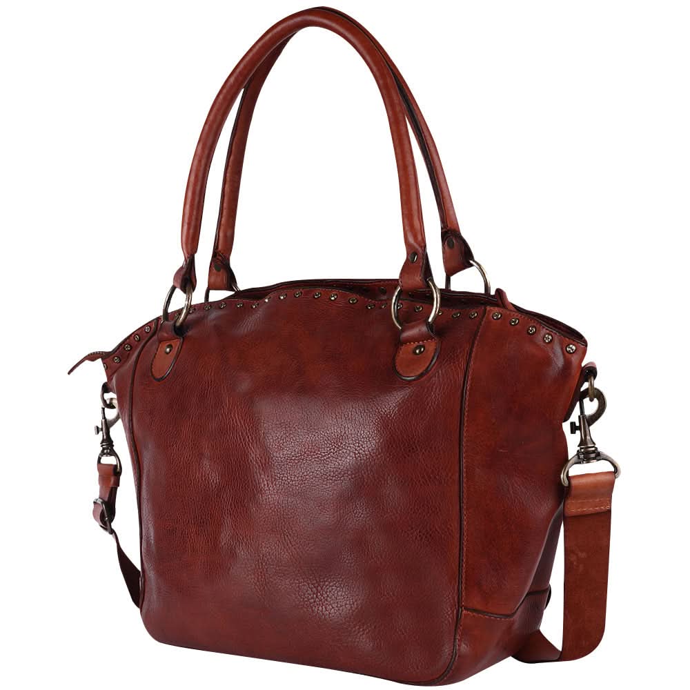 Spaghetti Western Swc188Cg Tote Vintage Handmade Drum Dyed Genuine European Cowhide Leather Women Bag Western Handbag Purse