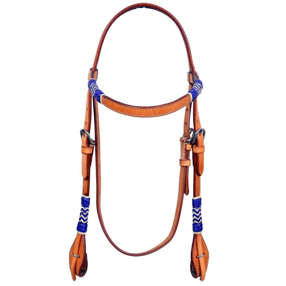 Bar H Equine Western Horse Rawhide Genuine American Leather Headstall