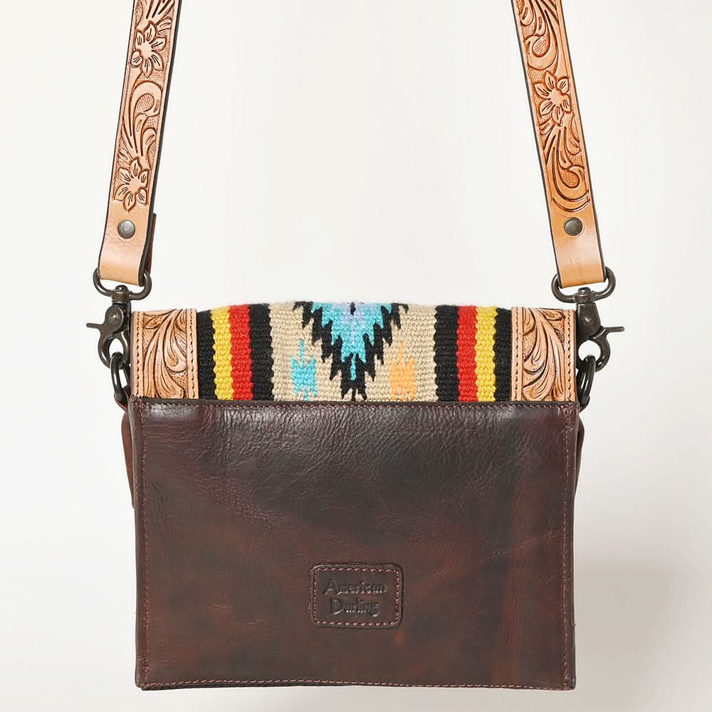 American Darling ADBGZ592B Messenger Hand Tooled Saddle Blanket Genuine Leather women bag western handbag purse
